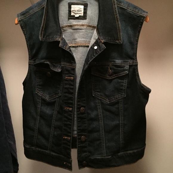 Wax Jean Jackets & Blazers - DARK BLUE JEAN VEST - NWOT - STRETCH - 1X fit ***